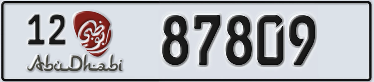 UAE License Plate Abu Dhabi 12 87809