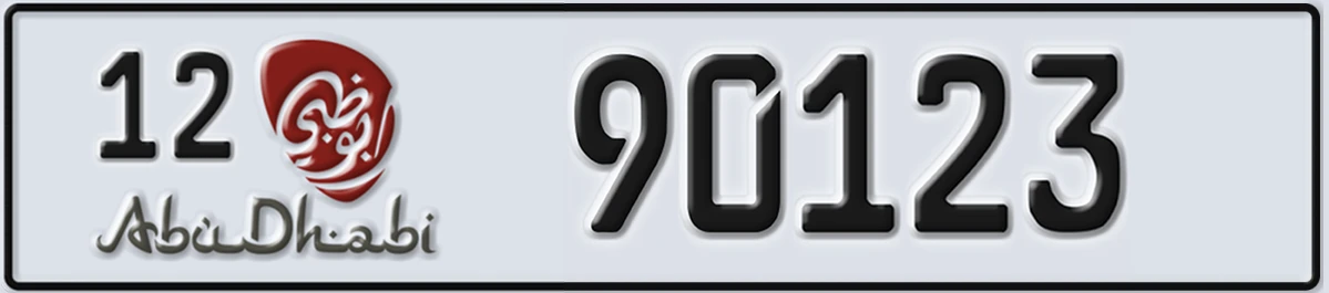 UAE License Plate Abu Dhabi 12 90123