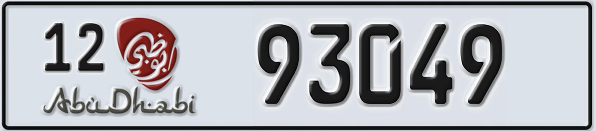 UAE License Plate Abu Dhabi 12 93049