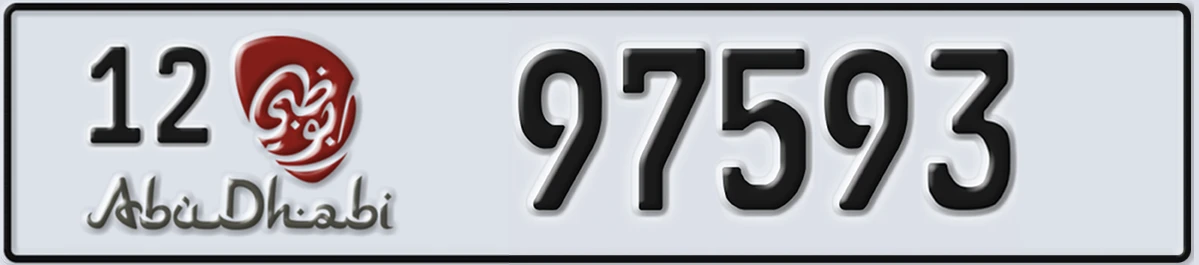 UAE License Plate Abu Dhabi 12 97593