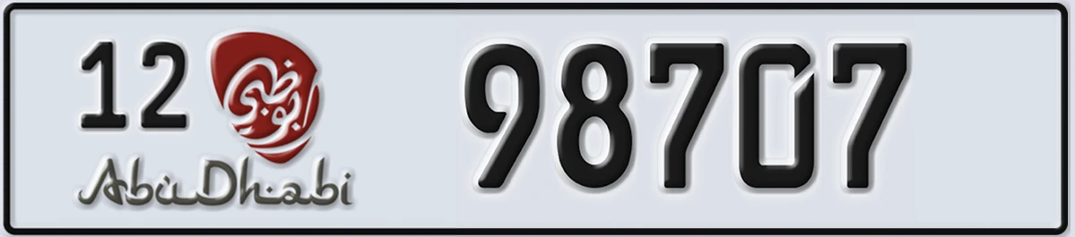 UAE License Plate Abu Dhabi 12 98707