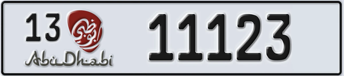 UAE License Plate Abu Dhabi 13 11123