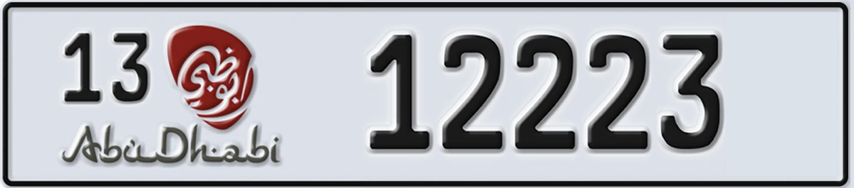 UAE License Plate Abu Dhabi 13 12223