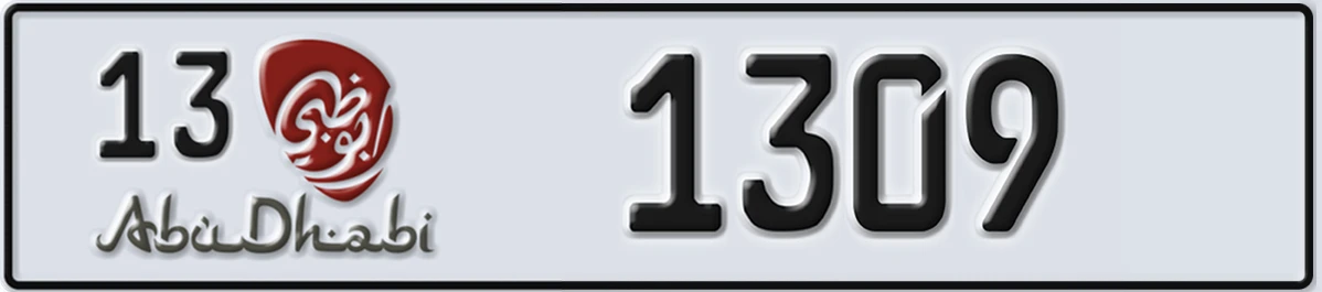 UAE License Plate Abu Dhabi 13 1309