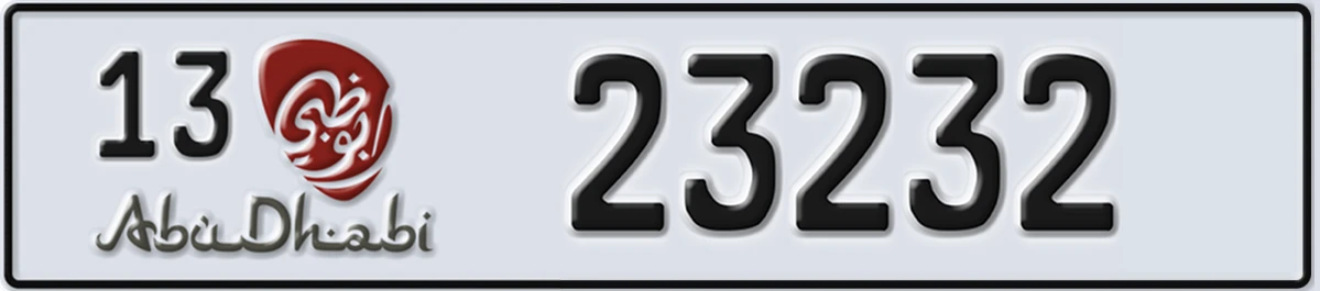 UAE License Plate Abu Dhabi 13 23232