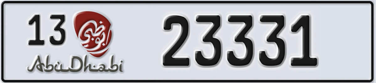 UAE License Plate Abu Dhabi 13 23331