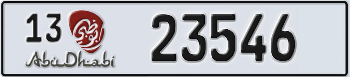 UAE License Plate Abu Dhabi 13 23546