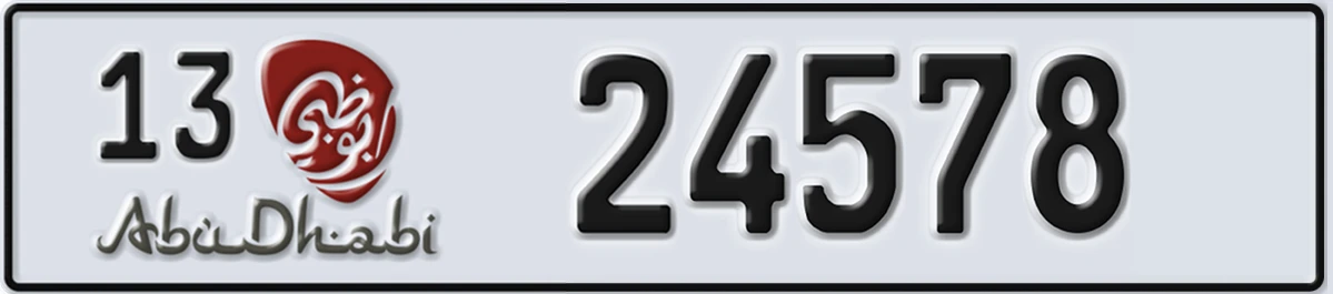 UAE License Plate Abu Dhabi 13 24578