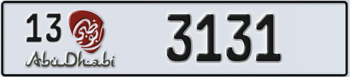 UAE License Plate Abu Dhabi 13 3131
