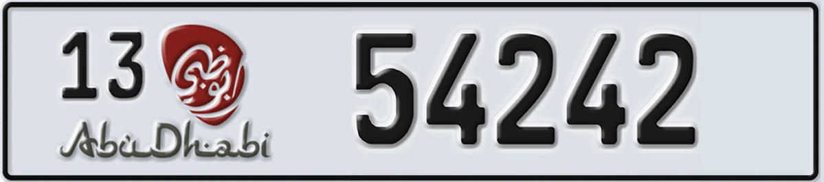 UAE License Plate Abu Dhabi 13 54242
