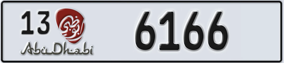 UAE License Plate Abu Dhabi 13 6166