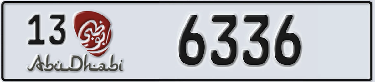 UAE License Plate Abu Dhabi 13 6336