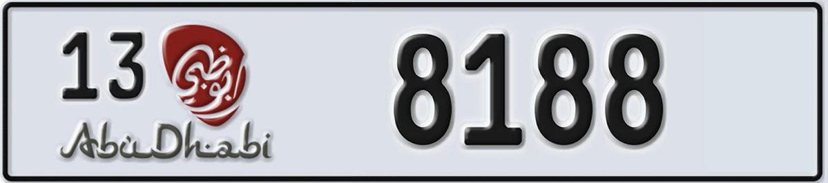 UAE License Plate Abu Dhabi 13 8188