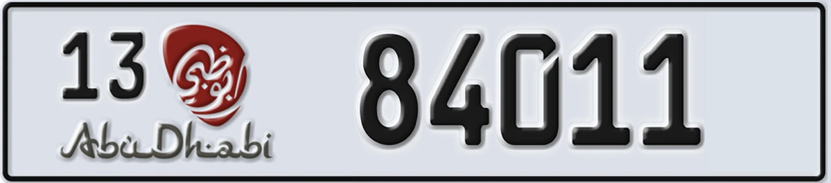 UAE License Plate Abu Dhabi 13 84011