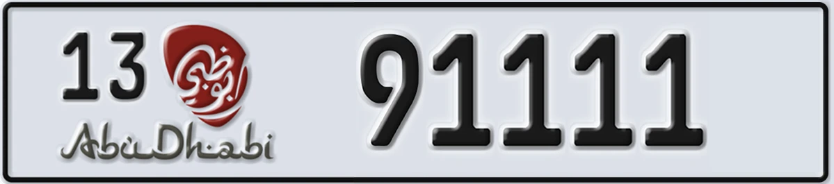 UAE License Plate Abu Dhabi 13 91111