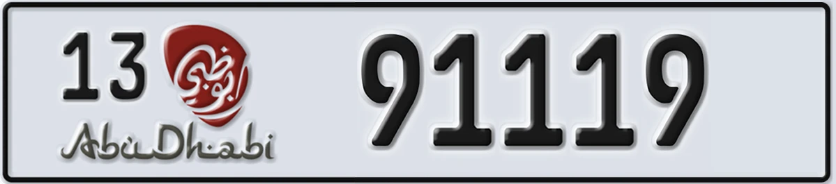 UAE License Plate Abu Dhabi 13 91119