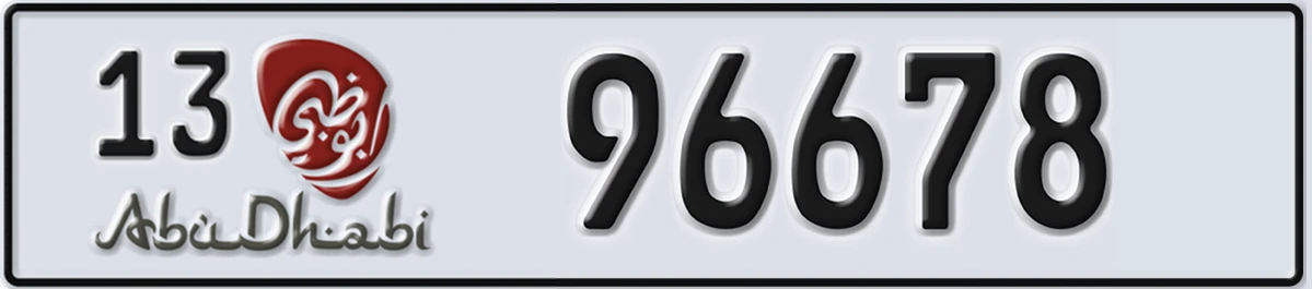 UAE License Plate Abu Dhabi 13 96678