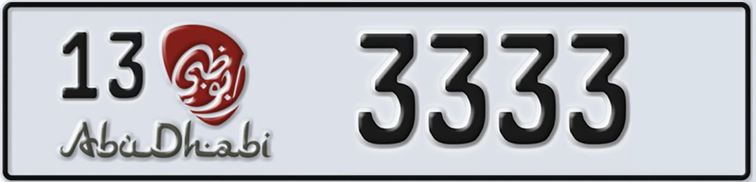 UAE License Plate Abu Dhabi 13 X3333