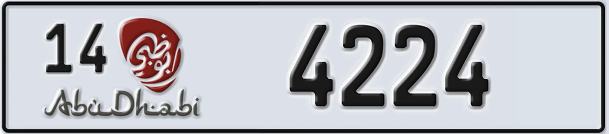 UAE License Plate Abu Dhabi 14 4224