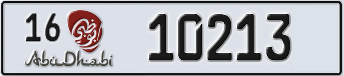 UAE License Plate Abu Dhabi 16 10213