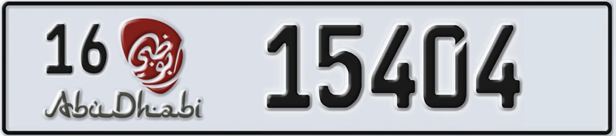 UAE License Plate Abu Dhabi 16 15404
