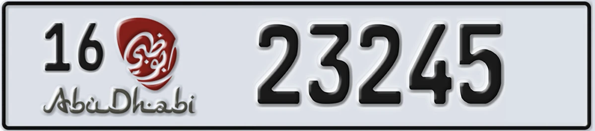 UAE License Plate Abu Dhabi 16 23245
