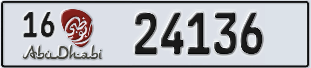 UAE License Plate Abu Dhabi 16 24136