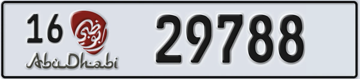 UAE License Plate Abu Dhabi 16 29788