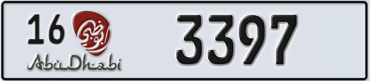 UAE License Plate Abu Dhabi 16 3397