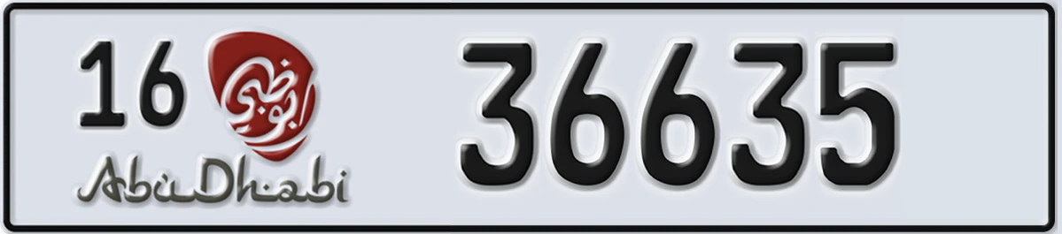 UAE License Plate Abu Dhabi 16 36635