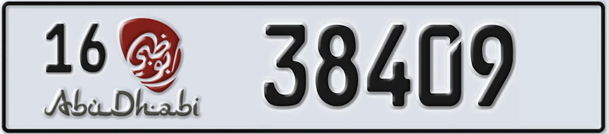 UAE License Plate Abu Dhabi 16 38409