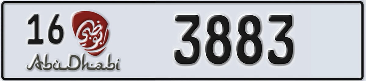 UAE License Plate Abu Dhabi 16 3883