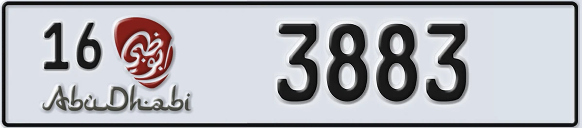 UAE License Plate Abu Dhabi 16 3883