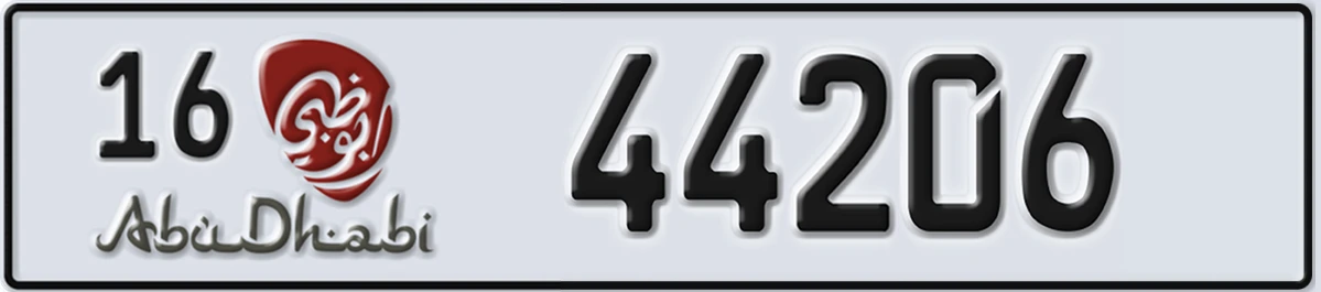 UAE License Plate Abu Dhabi 16 44206