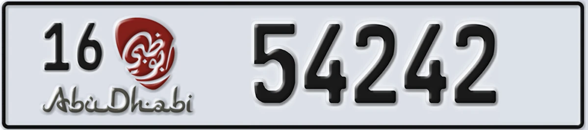 UAE License Plate Abu Dhabi 16 54242