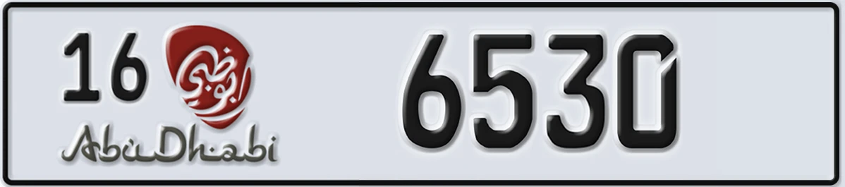 UAE License Plate Abu Dhabi 16 6530
