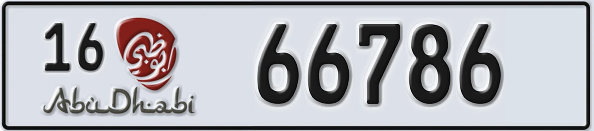 UAE License Plate Abu Dhabi 16 66786