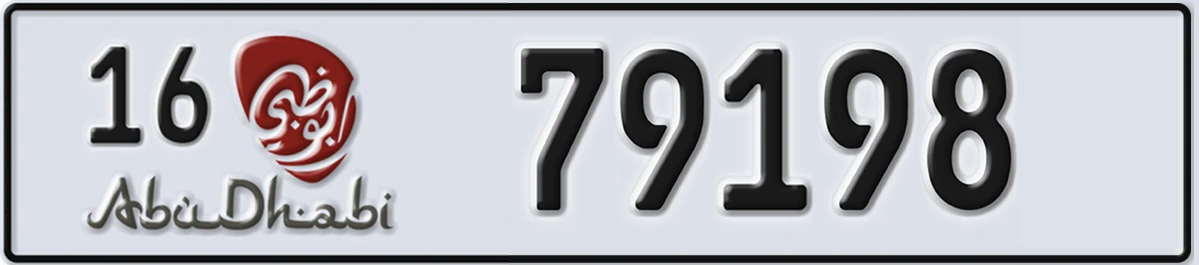 UAE License Plate Abu Dhabi 16 79198