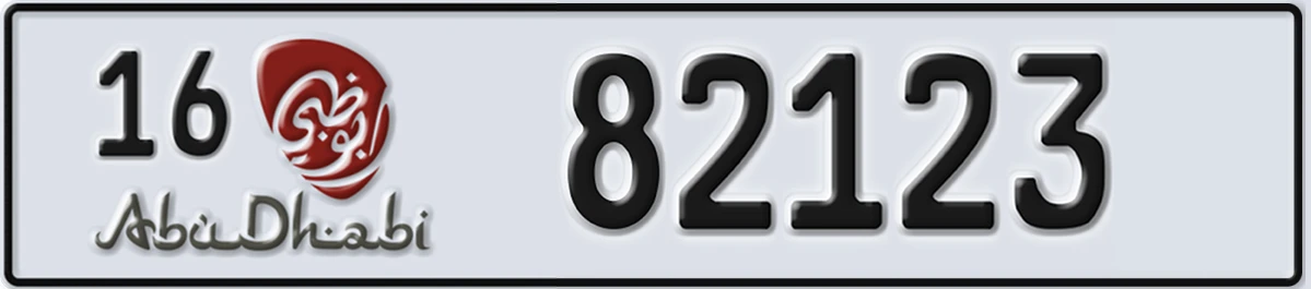 UAE License Plate Abu Dhabi 16 82123