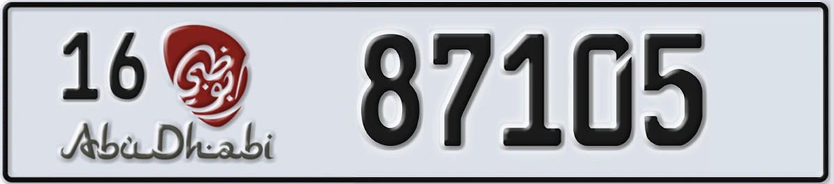UAE License Plate Abu Dhabi 16 87105