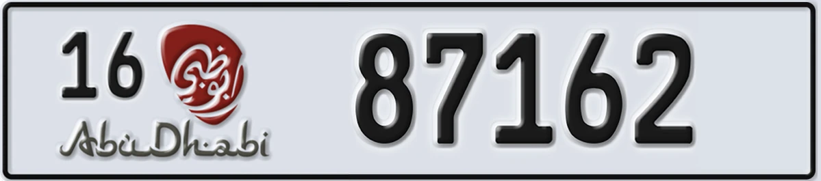 UAE License Plate Abu Dhabi 16 87162