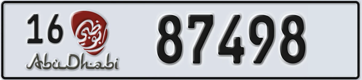 UAE License Plate Abu Dhabi 16 87498