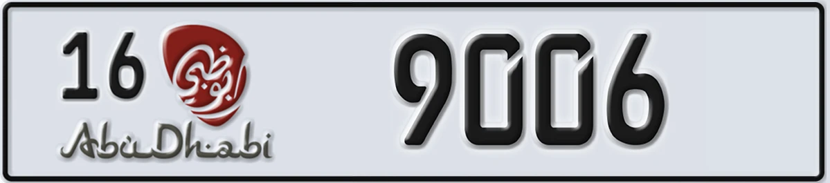 UAE License Plate Abu Dhabi 16 9006