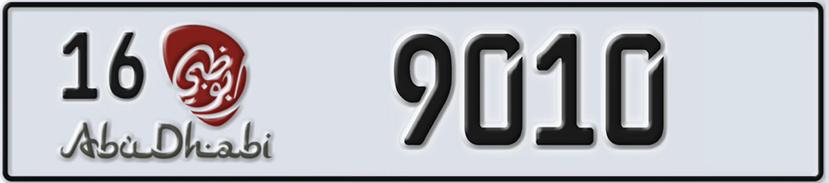 UAE License Plate Abu Dhabi 16 9010