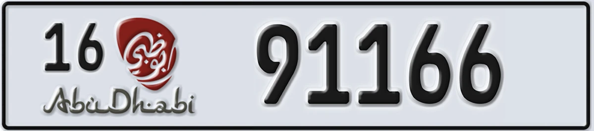 UAE License Plate Abu Dhabi 16 91166