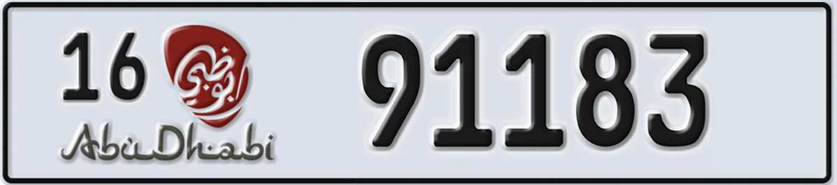 UAE License Plate Abu Dhabi 16 91183