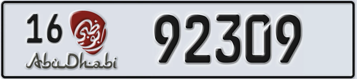 UAE License Plate Abu Dhabi 16 92309