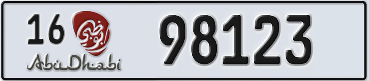 UAE License Plate Abu Dhabi 16 98123