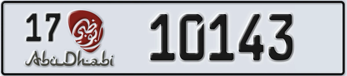 UAE License Plate Abu Dhabi 17 10143