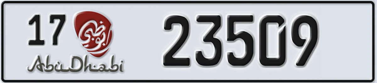 UAE License Plate Abu Dhabi 17 23509